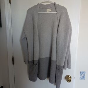 Thread & Supply Light Gray Open-Front Cardigan
